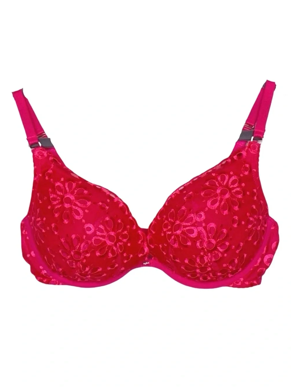 Victoria’s Secret Red Embroidered Push-Up Bra - Size 34D